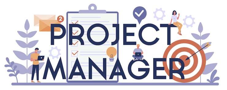 Vector project management typographic header concept