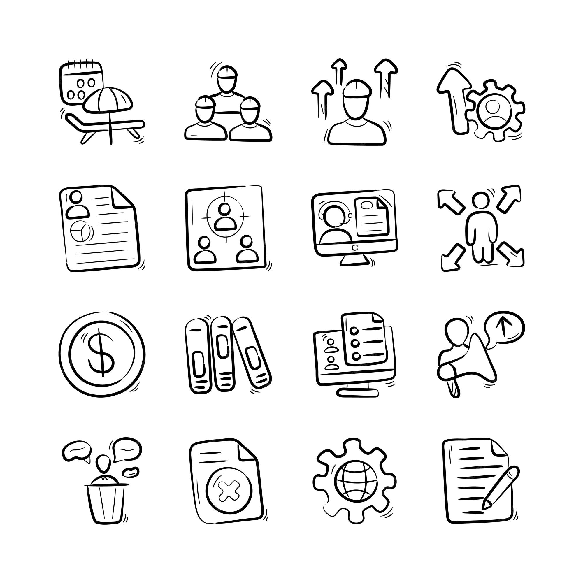 E-commerce catalog icon. hand drawn icon set, outline black