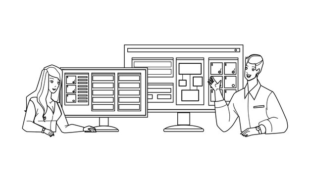 Vector project monitoring business of managers vector