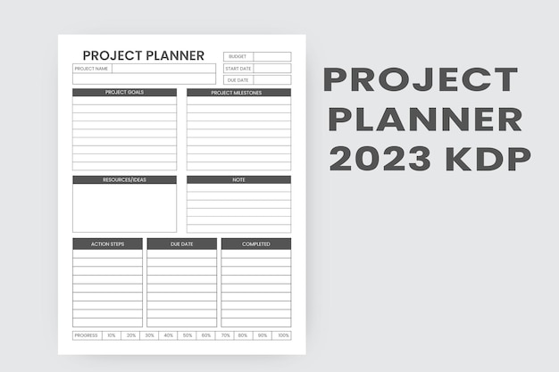 Планировщик проектов и бизнес-планировщик 2023-2024 дизайн интерьера шаблонов kdp