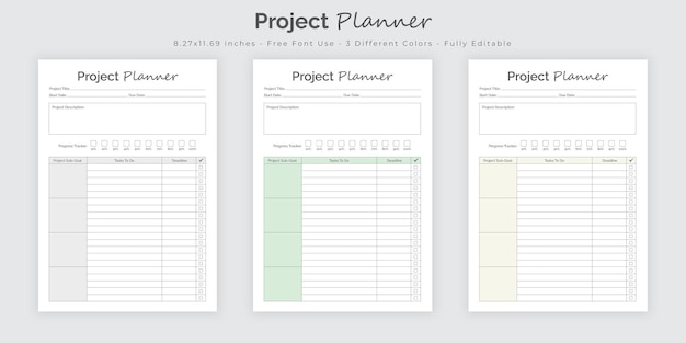 Project planner journal and tracker interior design template