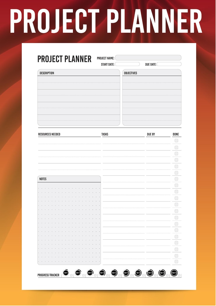 Vector project planner template simple plan