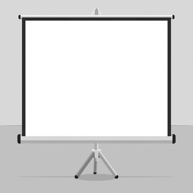 A projected screen with a tripod for your presentations