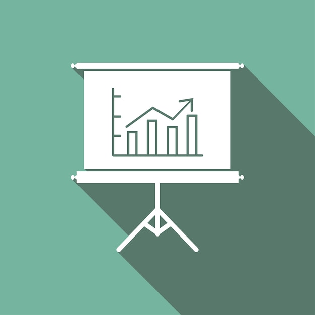 Schermo di proiezione grafico icona piatta con una lunga ombra
