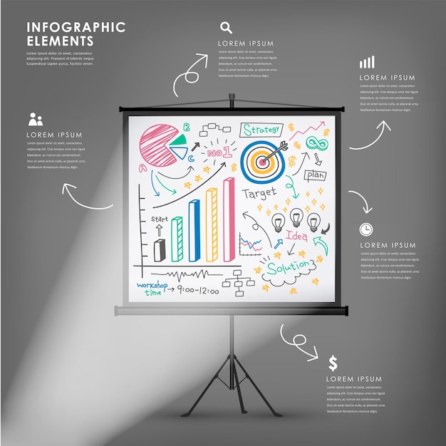 Projection screen vector illustration infographics elements design
