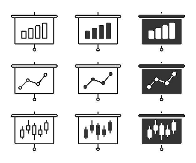 Projector screen with graph Vector illustration