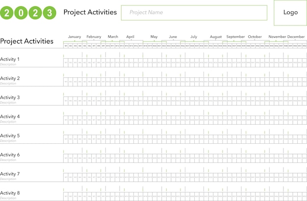 Vector projectplanner activiteiten