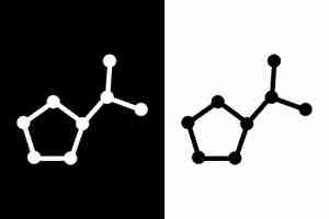 Vector proline amino acid molecule oxygen carbon and nitrogen atoms shown as circles in vector