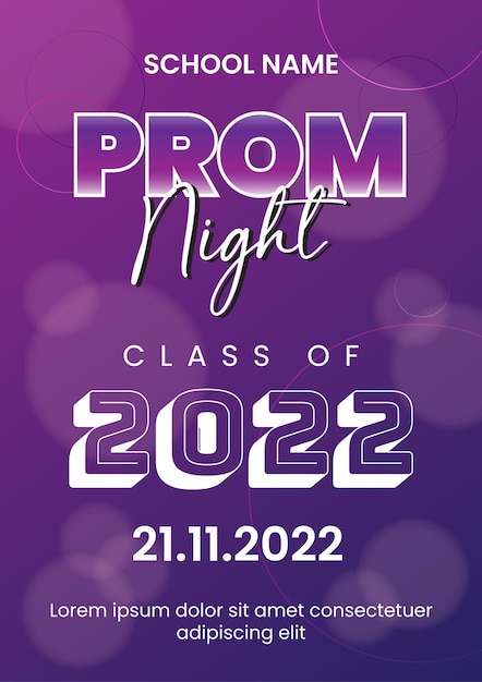 Prom night poster vector design. Class senior graduation flyer. Memorable night announcement print.