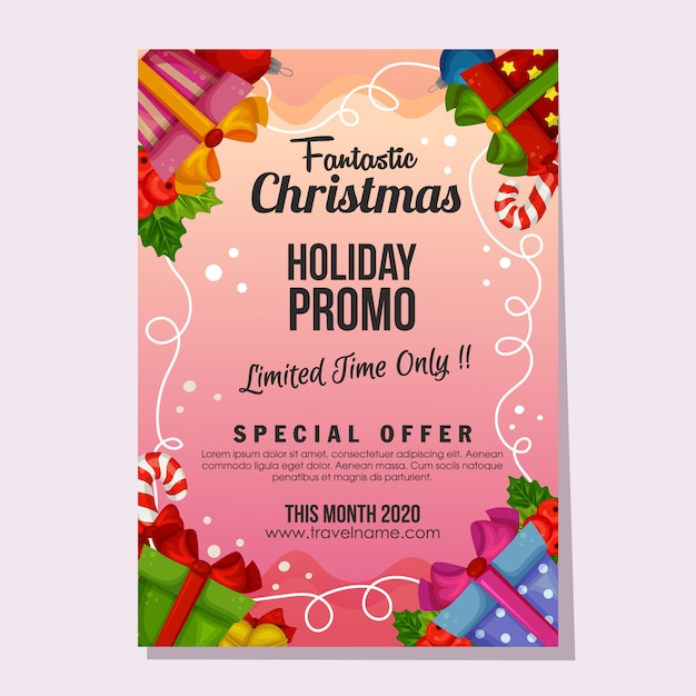 Promo christmas fantastic sale holiday poster or flyer template