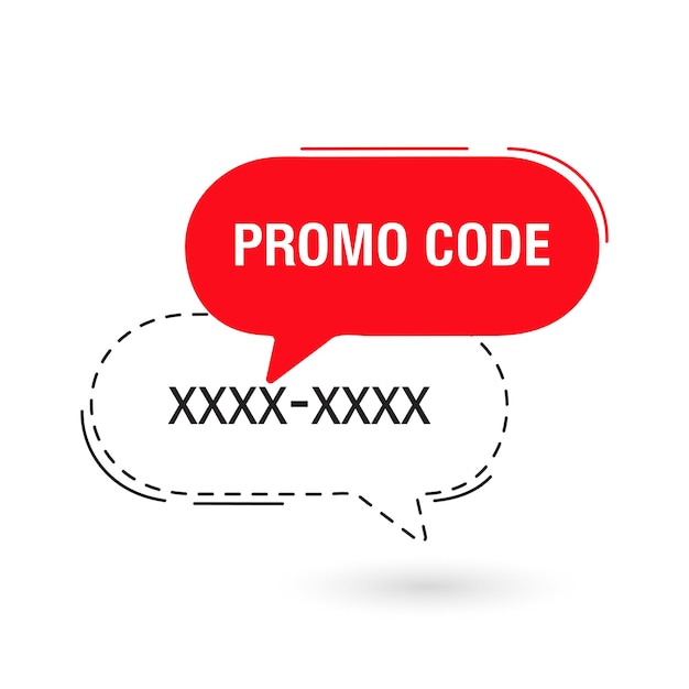 Codice promozionale codice coupon design etichetta banner piatto geometrico illustrazione vettoriale