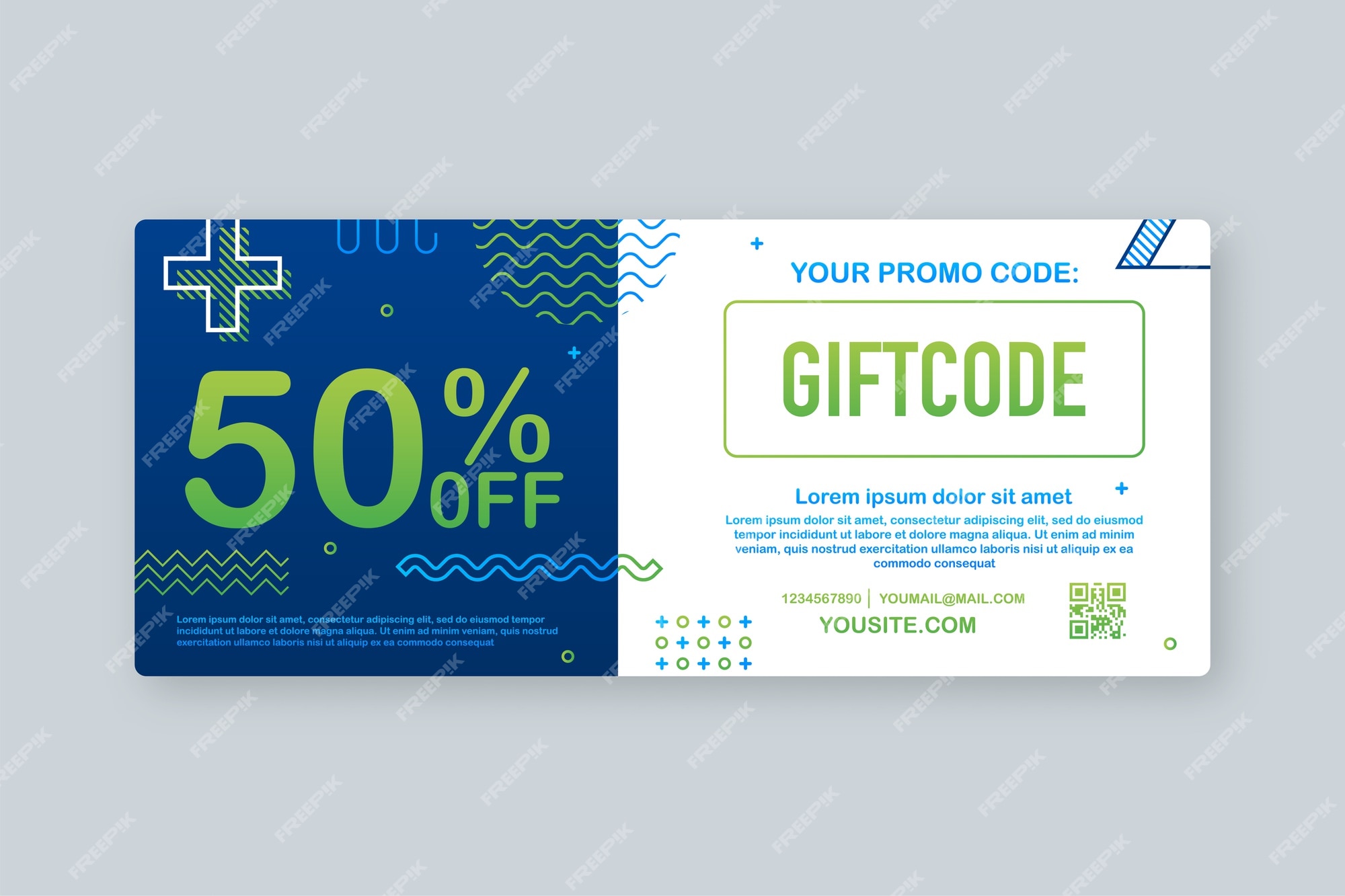 Premium Vector | Promo code. gift voucher with coupon code. premium egift  card background for e-commerce, online shopping. marketing. illustration.