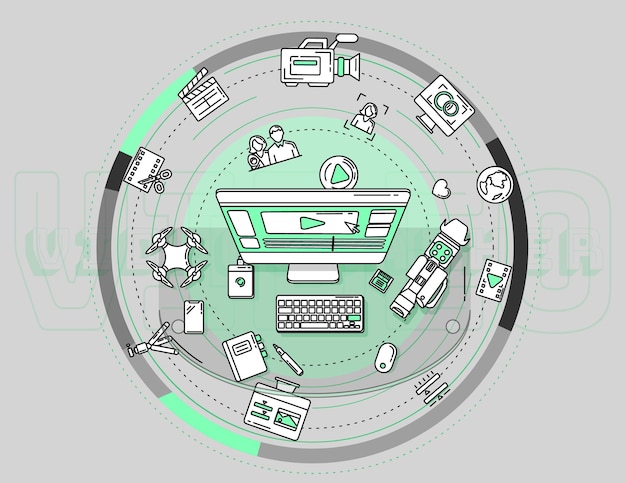 Вектор Промо-иллюстрация к плакату о профессии видеооператора