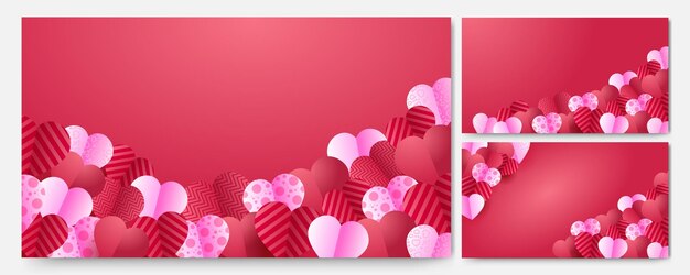 Рекламный веб-баннер фон для продажи ко дню святого валентина красивые красные и розовые сердца вектор