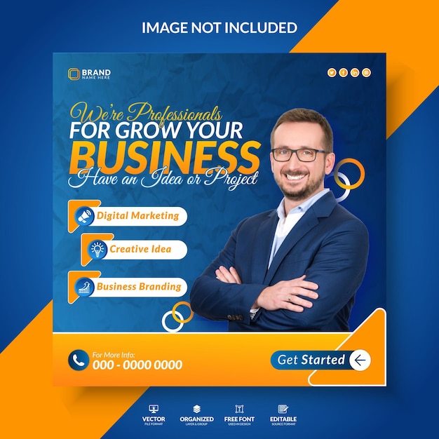 Promotiebanner voor digitaal marketingbureau en ontwerpsjabloon voor sociale media voor bedrijven