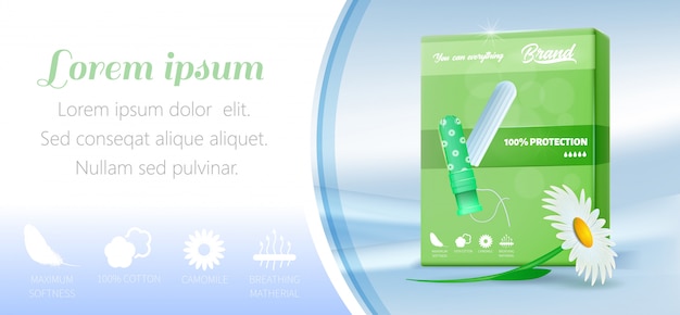 Promotion banner with cotton tampon in green pack