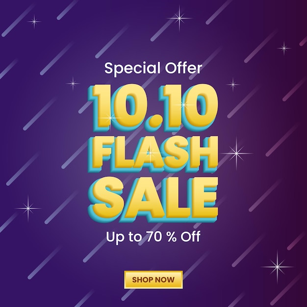 Promotion design template special offer 10 10 flash sale modern 3d text and colorful concept