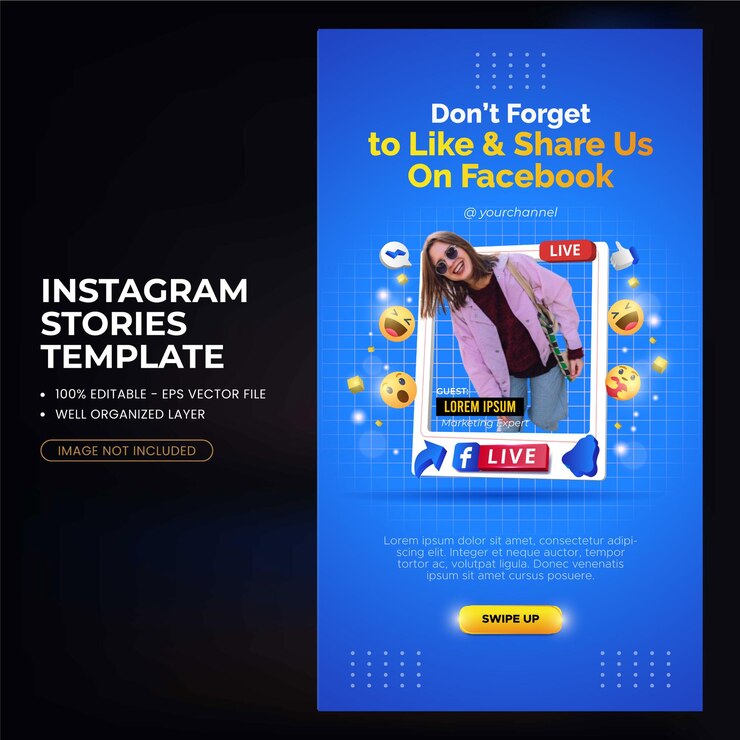 Vector instagramストーリープレミアムベクターでのfacebookアカウントのプロモーション