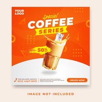 Продвижение меню холодного кофе в социальных сетях instagram. шаблон оформления поста