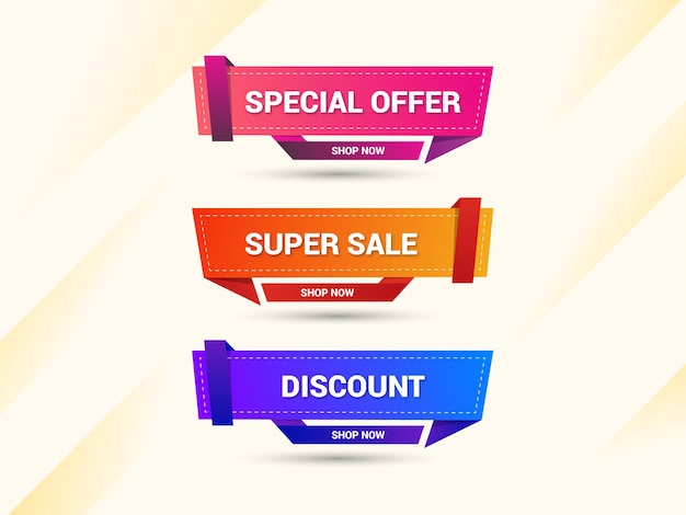 Promotion sale labels best offers banner set