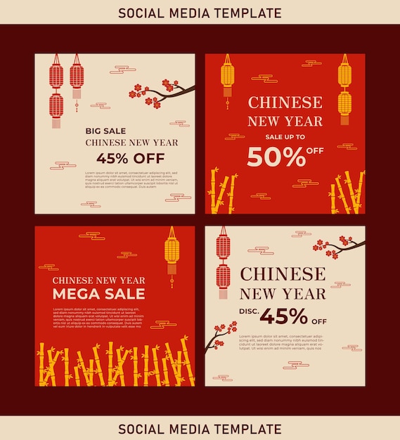 Vector promotion template set special chinese new year