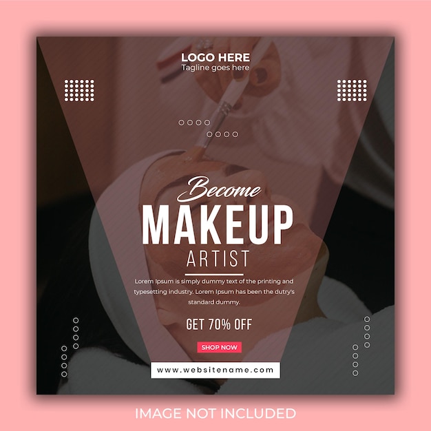 Vector promotional become a makeup artist sale offer instagram post design