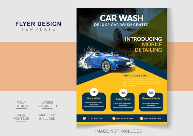 Vector promotional business design flyer car washing flyer design template