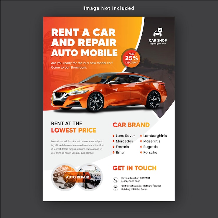 Vector promotional car wash and automobile repair flyer template premium vector