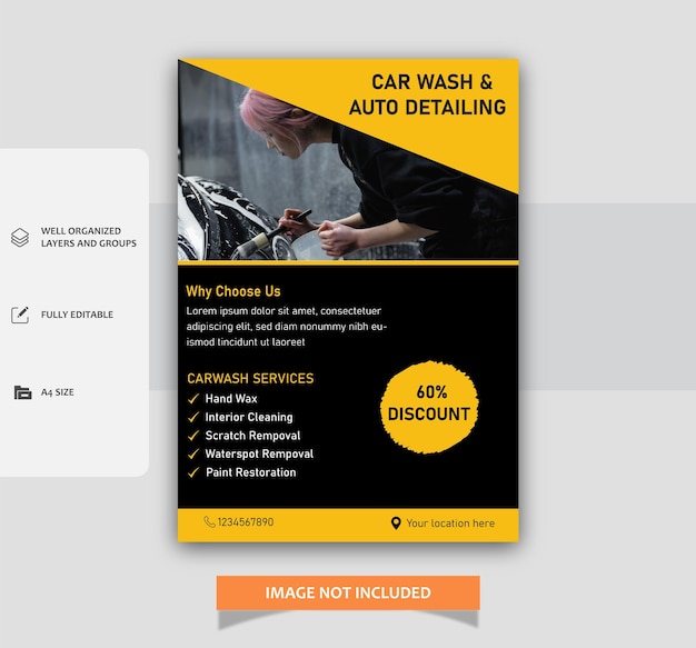 Vector promotional car wash and automobile repair flyer template