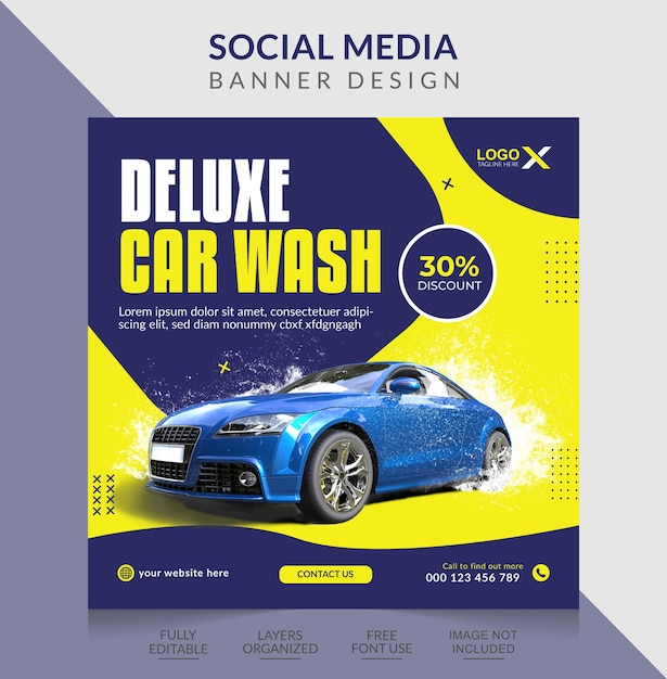 Promotional car washing social media banner design