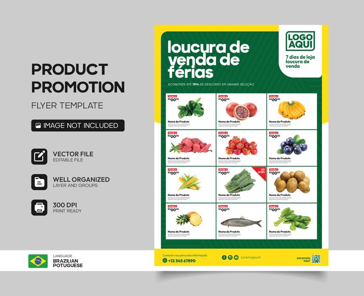 promotional flyer brochure template in Brazilian portuguese