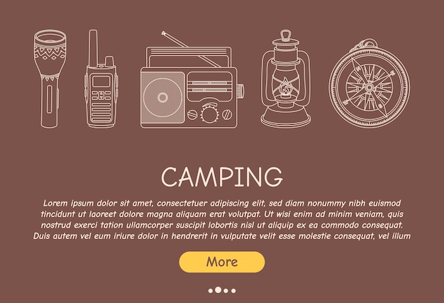 Promotional flyer for camping travel hiking picnic Vector illustration for poster banner cover