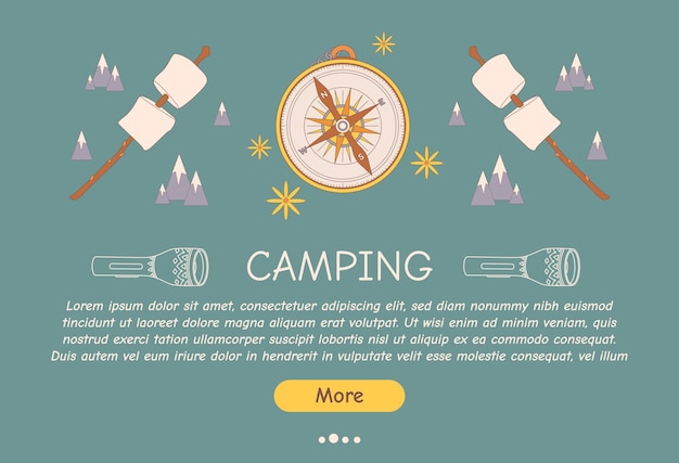 Promotional flyer for camping travel hiking picnic Vector illustration for poster banner cover