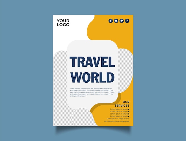 promotional flyer for travel world