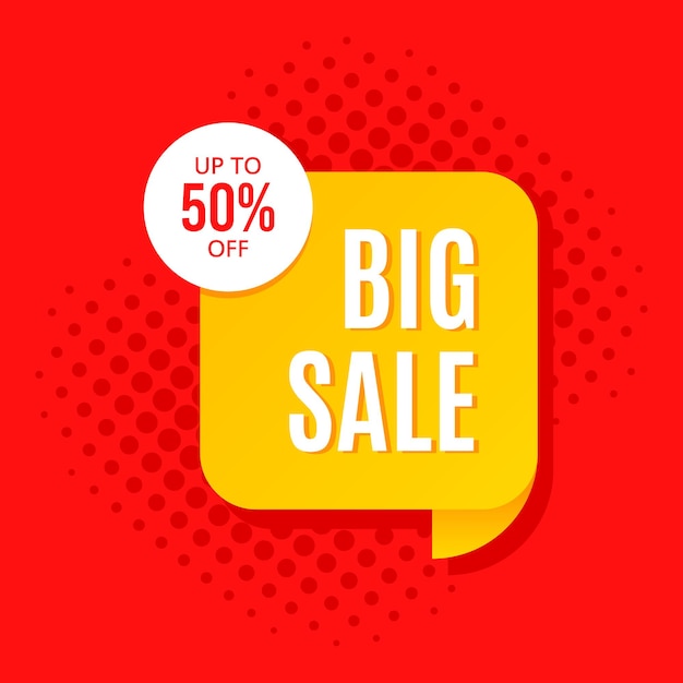 Promotional sale banner template design. big sale 50 percent off