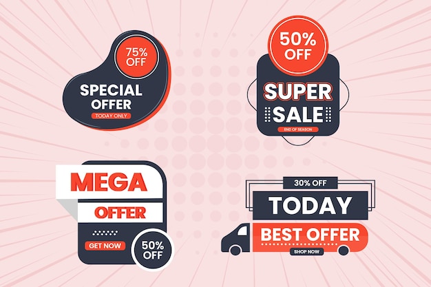 Promotionele aanbieding verkoop badge vector ontwerpset