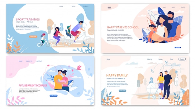 Prompt landing page Set, Happy Inscription Family 