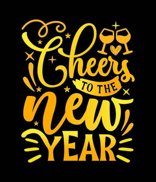 Proost op de typografie van het nieuwe jaar op de zwarte achtergrond Gelukkig nieuwjaar proost Gouden kleur