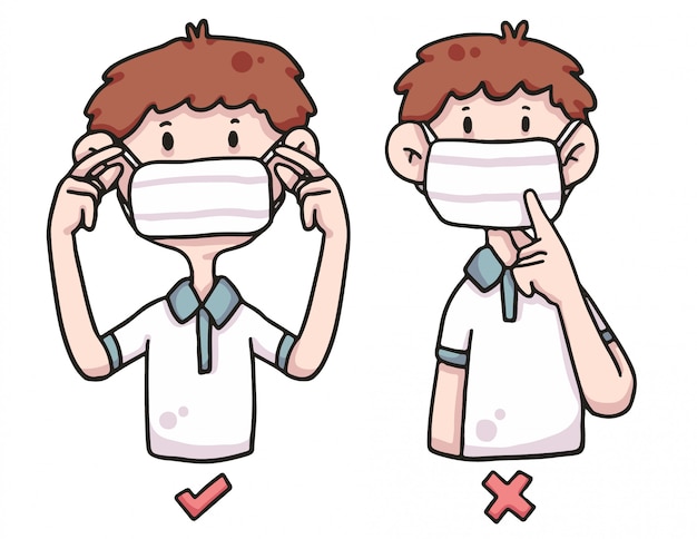 フェイスマスク保護具を着用する適切な方法