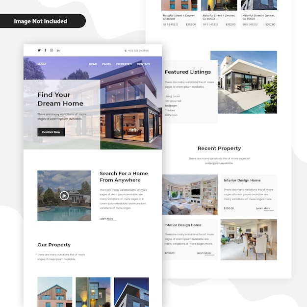 Vector property & apartment booking and buying home page template