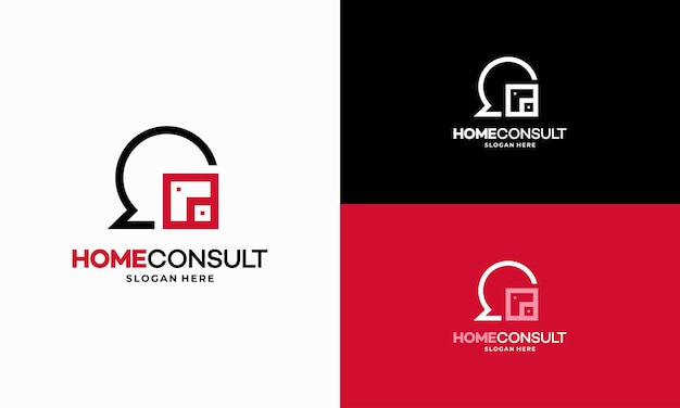 Il logo property consult progetta il vettore di concetto, il modello del logo dell'agente di consulenza della casa, il simbolo del logo immobiliare