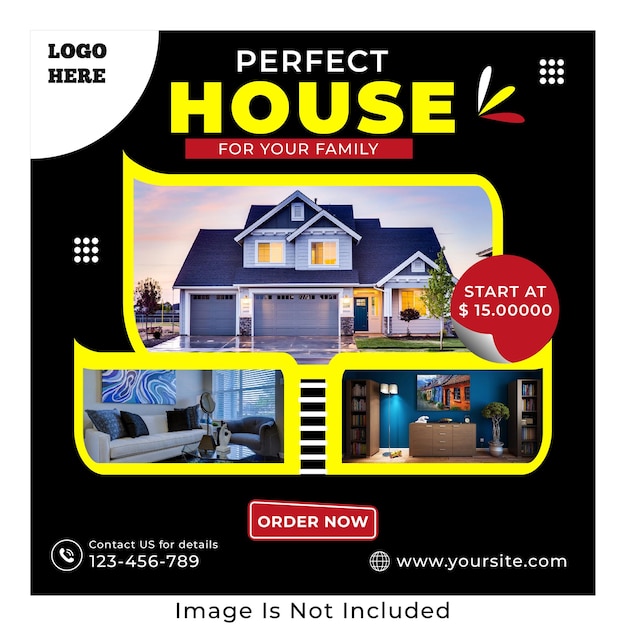 Vector property dream home buy or sell home for sale social media banner template vector black design