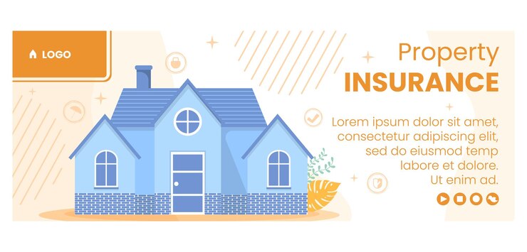 Vector property and home insurance facebook cover template flat design illustration editable of square background for social media, greeting card or web