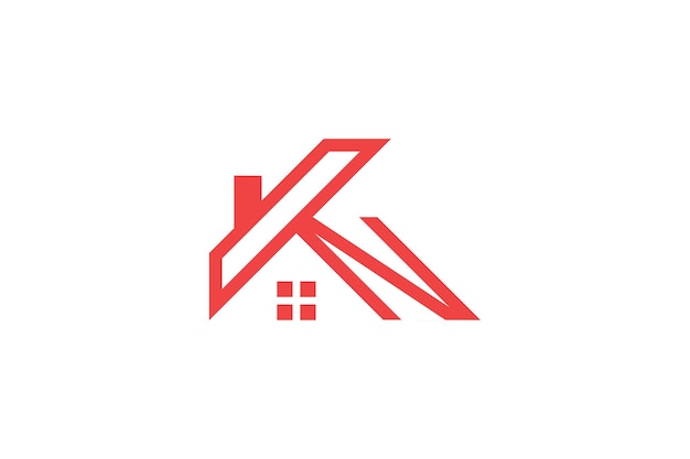 Property house logo KN initial letter real estate illustration icon symbol roof family home