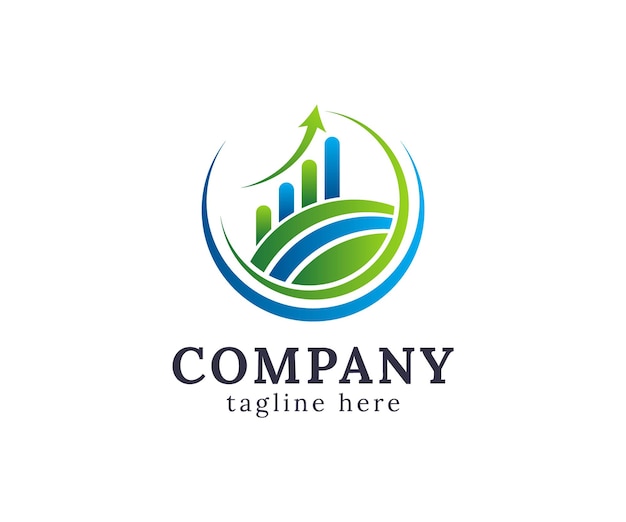 property and land investment logo icon vector design with growth arrow icon and green land concepts