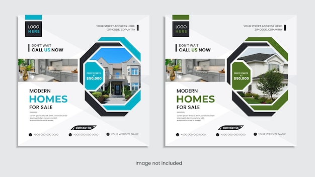 Property for sale real estate social media post design set