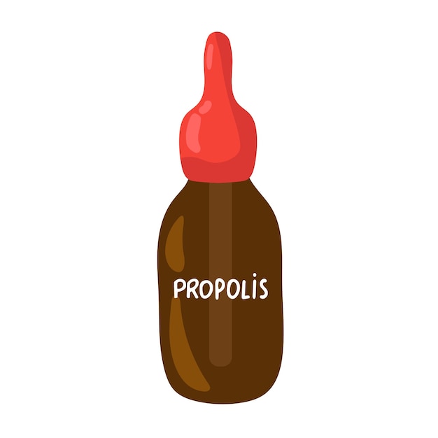 Vector propolis druppelflesje. vlakke afbeelding. geïsoleerd