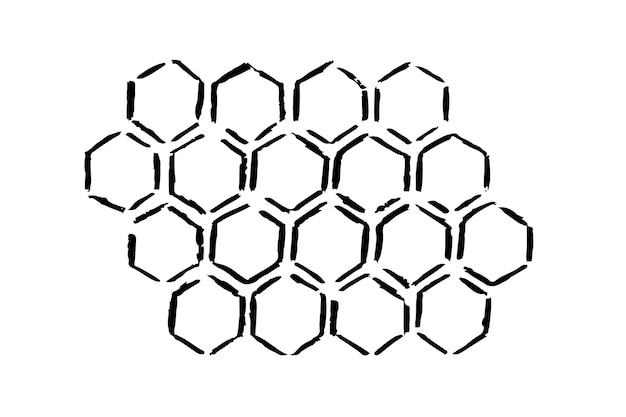 propolis honey comb sketch. hand drawn grunge honeycomb. Black and white image bee wax. Bee honey