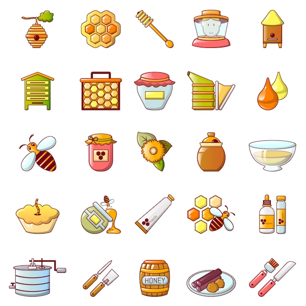 Propolis honey jelly icons set