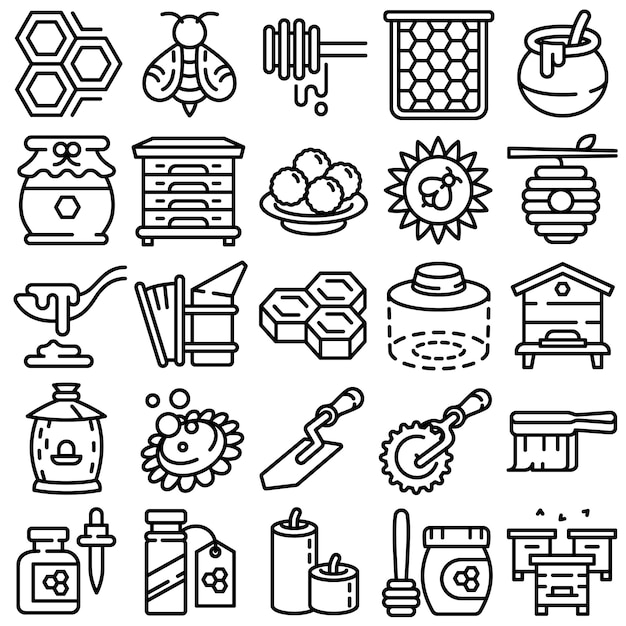 Propolis icons set, outline style